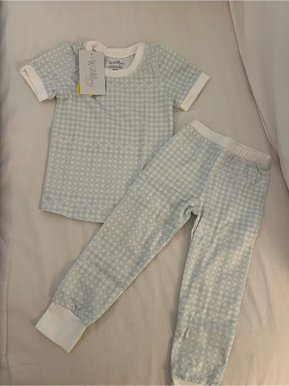 Wildling Light Blue and Grey Gingham Pajama Set